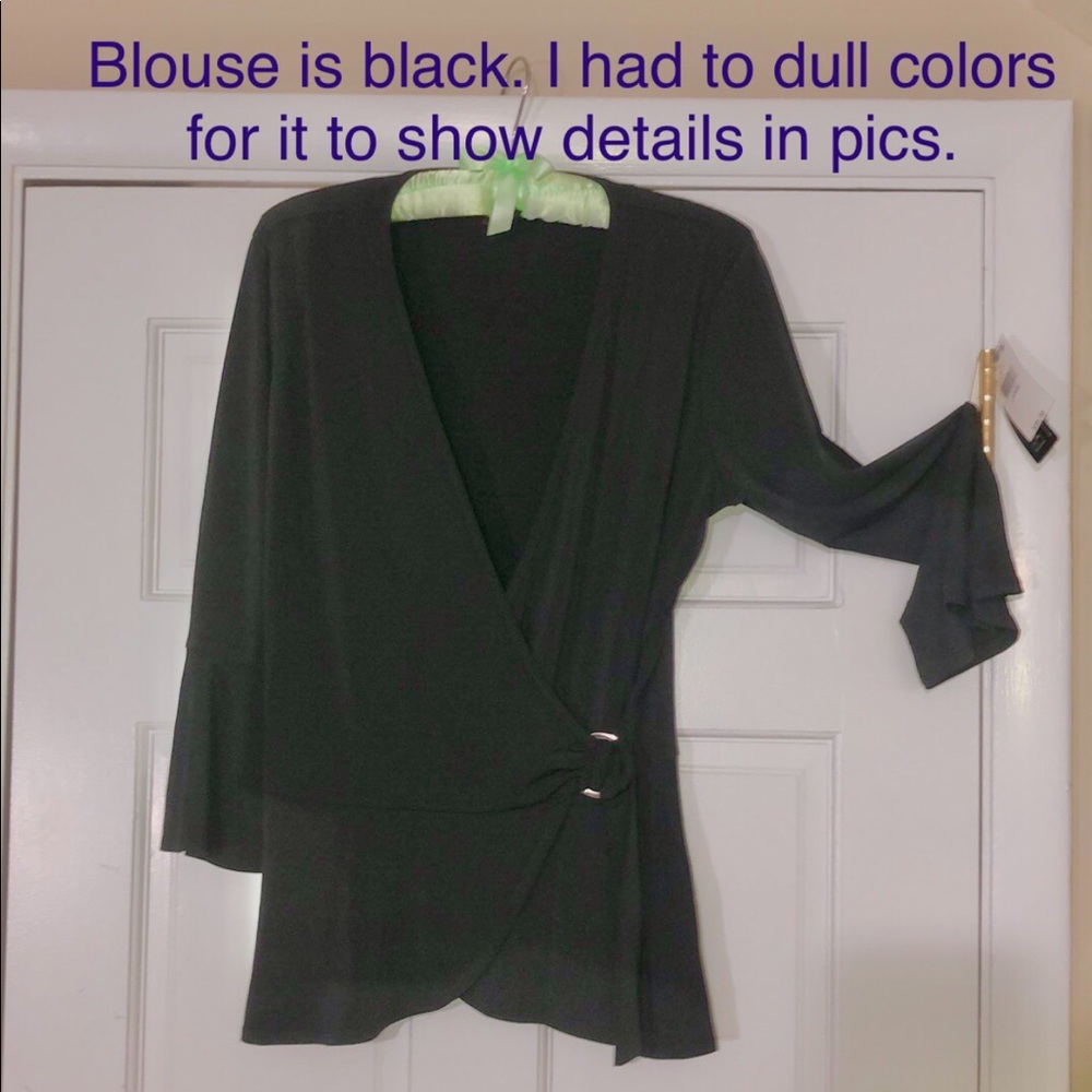 Stunning, Silky NWT Wrap-style Blouse with Peplum
